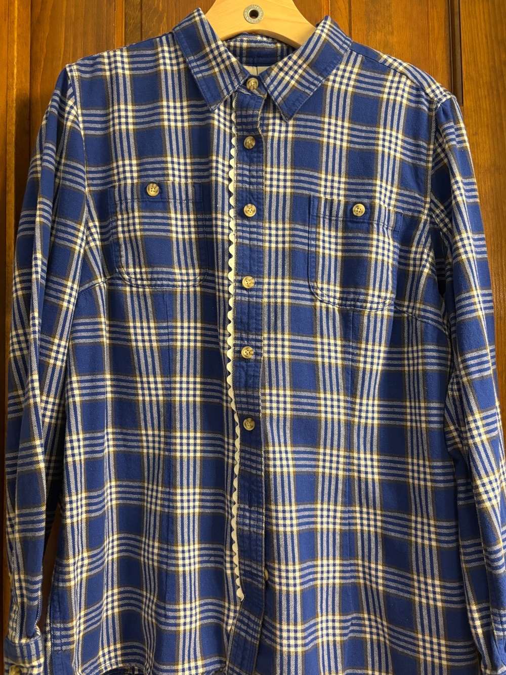 Vintage upcycled flannel with Rick rack trim